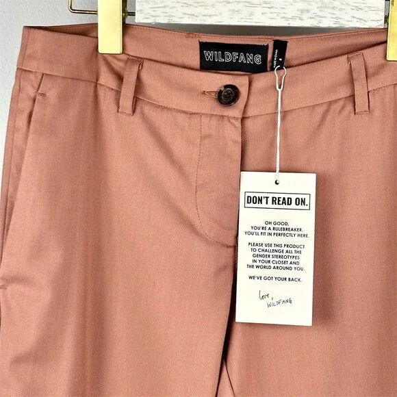 Wildfang The Empower Trouser Pants Women’s Rose Brown Slim Straight - Picture 4 of 12